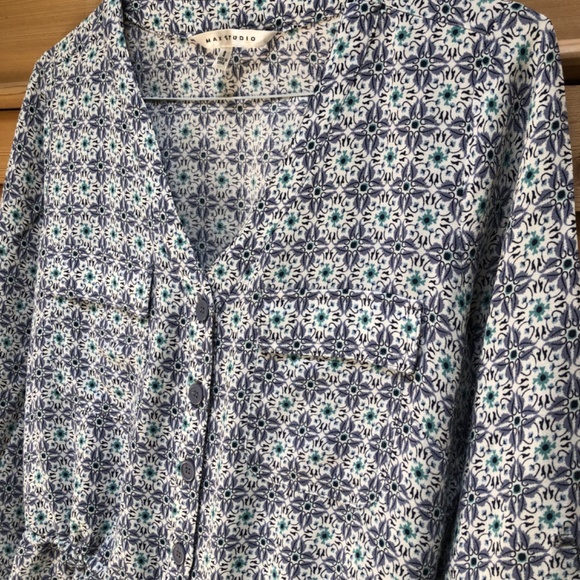 Max Studio Mosaic Blue Printed Drawstring Short Dress Size S - Picture 3 of 11